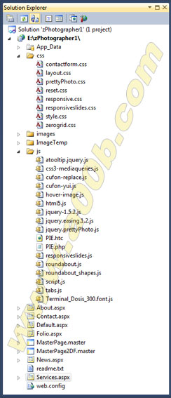 فایل های مربوط به قالب طراحی شده برای آتلیه عکاسی برای Asp.net وکاملا واکنشگرا Responsive