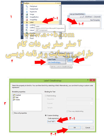 نحوه ایجاد ارتباط فیلد پایگاه داده با فیلد گرید ویو در asp.net