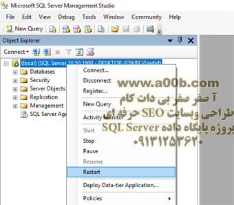 ریستارت کردن sql server