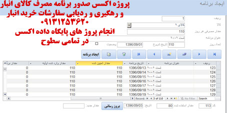 فرم تولید برنامه مصرف اتوماتیک