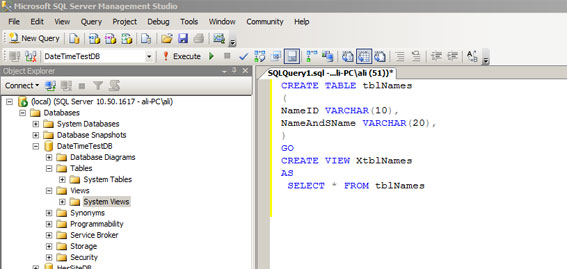 ایجاد جدول در SQL